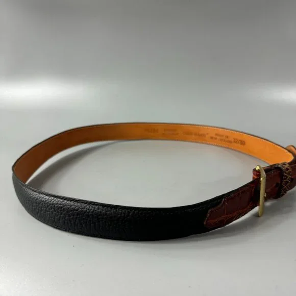 Vintage Cole Haan brown/Black Genuine Alligator Belt, Size 32/80 display picture 1